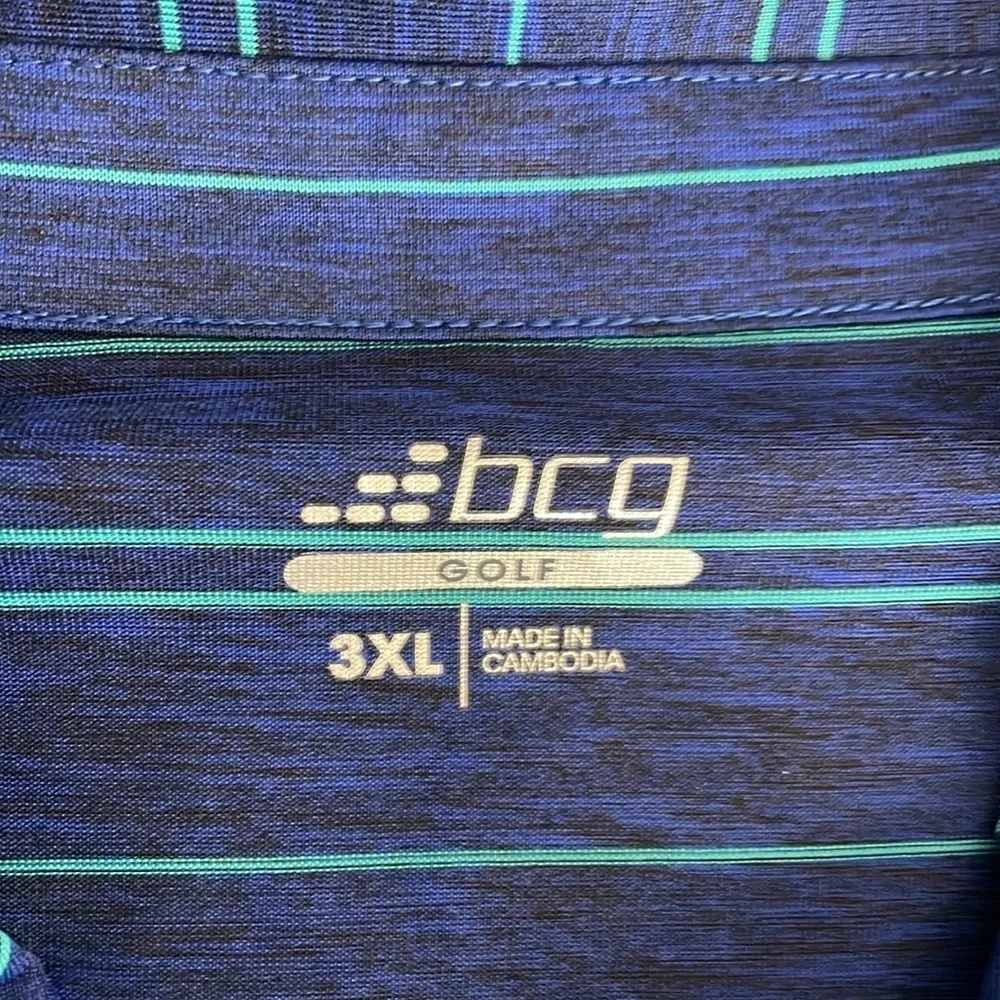 bcg Golf Blue Striped Polo Shirt Classic Design